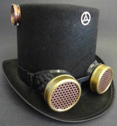 Steampunk Hat with Goggles & Cogs