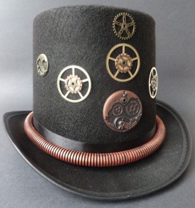 Steampunk Hat,Watch Gears & Movements,Copper Corrugated Tube