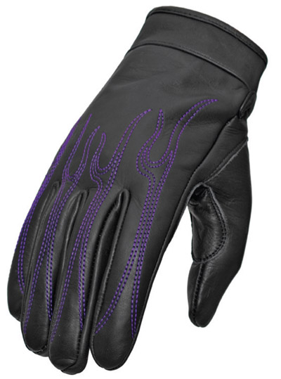 Women's Embroidered Driving Gloves (Purple)