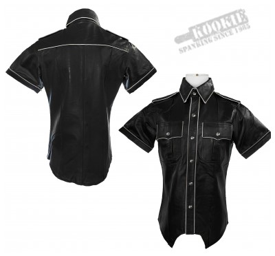Leather Highway Patrol Shirt - White Piping