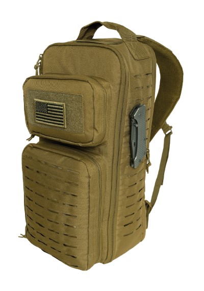 Brown Tactical Single Sling Pack With Laser Cut MOLLE