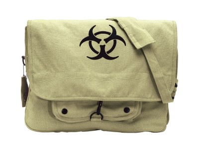 Vintage Canvas Paratrooper Bag with Bio-Hazard Symbol